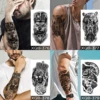 Waterproof Temporary Tattoo Sticker Crown Rose Flower Tiger Lion Warrior Cross Clock Body Art Arm Fake Tattoos Sleeve Women Men 3