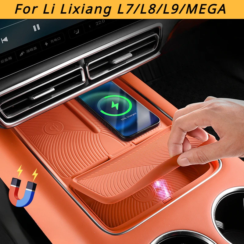 

For Li Lixiang Leading Ideal L7 L8 L9 MEGA 2022 2023 Car Wireless Silicone Padding Water Cup Holder Storage Box Anti slip Pad