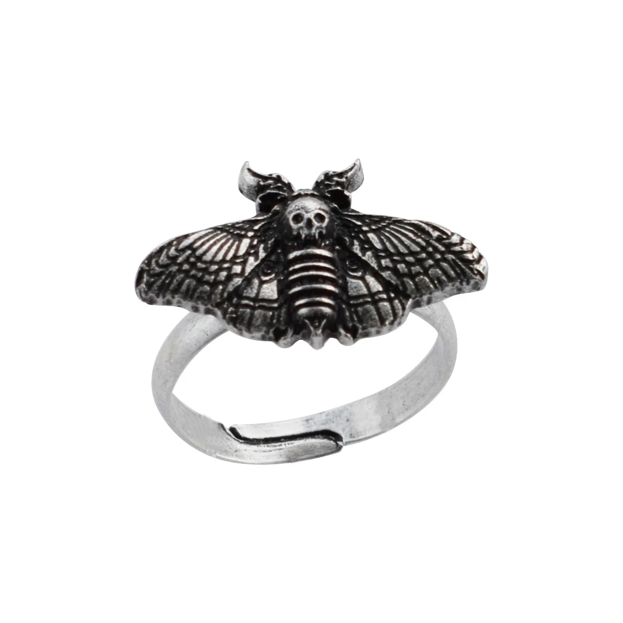 Vintage Adjustable Fashion Witchy Deaths Head Moth Butterfly Ring Insect Insects Jewelry Accessories Gathering Gift For Women 2