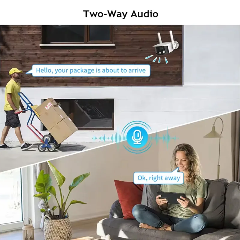 Saikiot ICSEE 4K 8MP 4MP Dual Lens WIFI Camera 180 Degree Panoramic Network Camera Smart IR AI Wide Angle IP Panoramic Camera