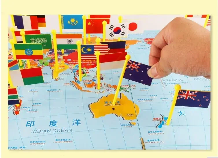 3D Wooden Map of The World Puzzle Stereo Toy,Mapology World Map Puzzle Includes Country Flags,Fun Jigsaw Puzzle Educational Toys 5