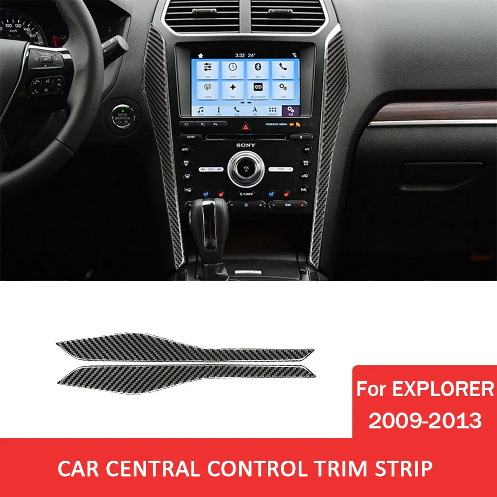 

2pcs for Ford Explorer 2009-2013 Car Central Control Trim Strip Carbon Fiber Decoration Sticker Auto Interior Accessories