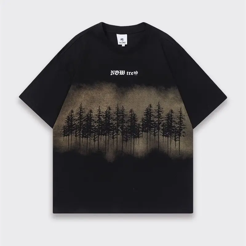 

Japanese casual retro retro creative landscape printed breathable men's and women's T-shirts k prop clothing men clothing tops