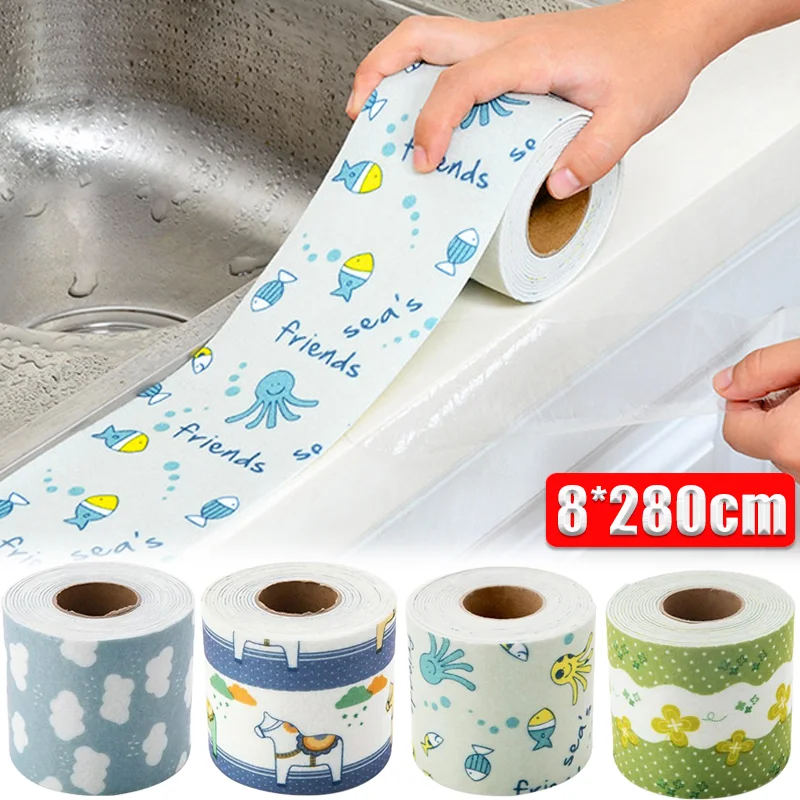 8*280cm Self-adhesive Sink Tape Waterproof Paste Kitchen Washbasin Moisture-absorbing Bathroom Toilet Non-woven Fabric Tape waterproof tape waterproof wall tape