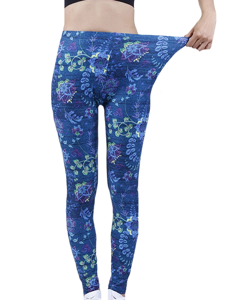

CUHAKCI Female Sport Leggings Fitness Stretch Waist Pants Women Printed Push Up Leggins High Quality Polyester Elastic New