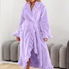 104034-a1647e.jpg Peignoir Long et chaud pour femmes, vêtements de maison, automne et hiver, velours de corail épais, décontracté, doux, solide, à lacets, vêtements de détente, 2025