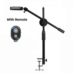 Enhanced Ring Light Tripod Stand with Mobile Holder and Boom Arm (With remote)