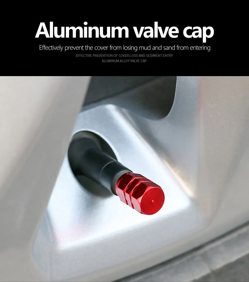 Autoreifen ventil kappen aus Aluminium legierung Airdust wasserdichte Reifen felgen schaft abdeckung für Automobile Motorräder Fahrräder 4St – Detail 1
