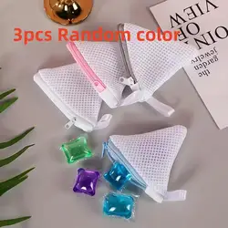 Set of 3 Reusable Mesh Laundry Bags with Zippers for Delicates and Small Items (3pcs Random color )