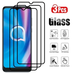 Premium Tempered Glass Full Screen Protector - Universal Fit for 3PCS Black FullGlass (For alcatel 1S 2020)