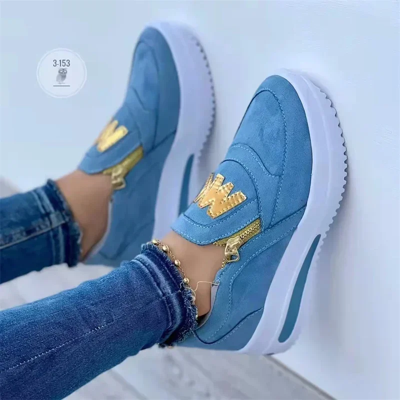 Women Casual Sneakers 2024 New Fashion Printed Side Platform Plus Size Vulcanized Loafers Sneakers Women Flats Zapatos De Mujer
