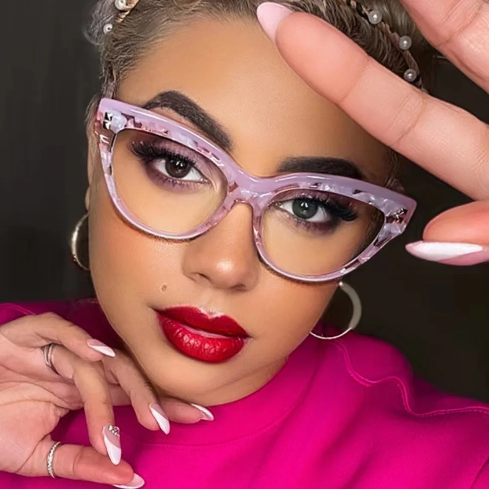 

Vintage Fashion Filter Anti Blue Light Hyperopia Reading Glasses Women Men Big Computer Cat Eye Prescription Eyeglasses