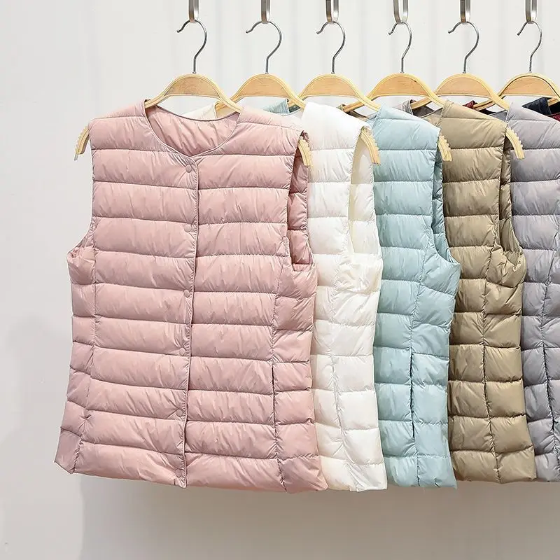 

Women's Sleeveless Jacket Autumn Winter Thermal Vest Fashion Ultra Lightly Thin Quilted White Duck Down Vest Women's Coats 2022