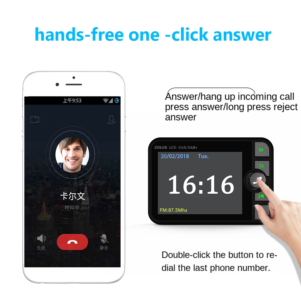 2.4 Inch DAB Radio Receiver LCD Color Screen MP3 Music Player FM Transmitter Receiver DAB+ Receiver DAB Digital Signal Adapter