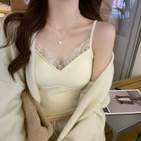 Débardeur en dentelle pour femmes, mignon, Sexy, court, blanc, coréen, sans manches, noir, gilet, Coquette, vêtements Y2k, été 2025 2