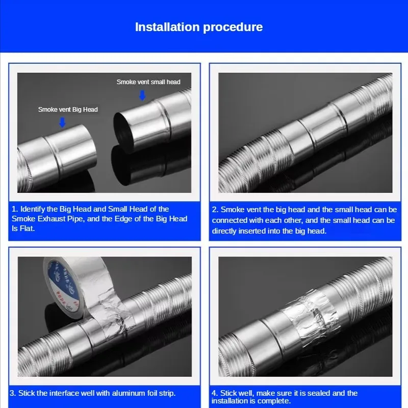 가스 온수기 배기 파이프용 범용 연장형 유연 호스 (직경 5, 6, 7, 8, 9, 10, 11, 12cm 강제 배기)