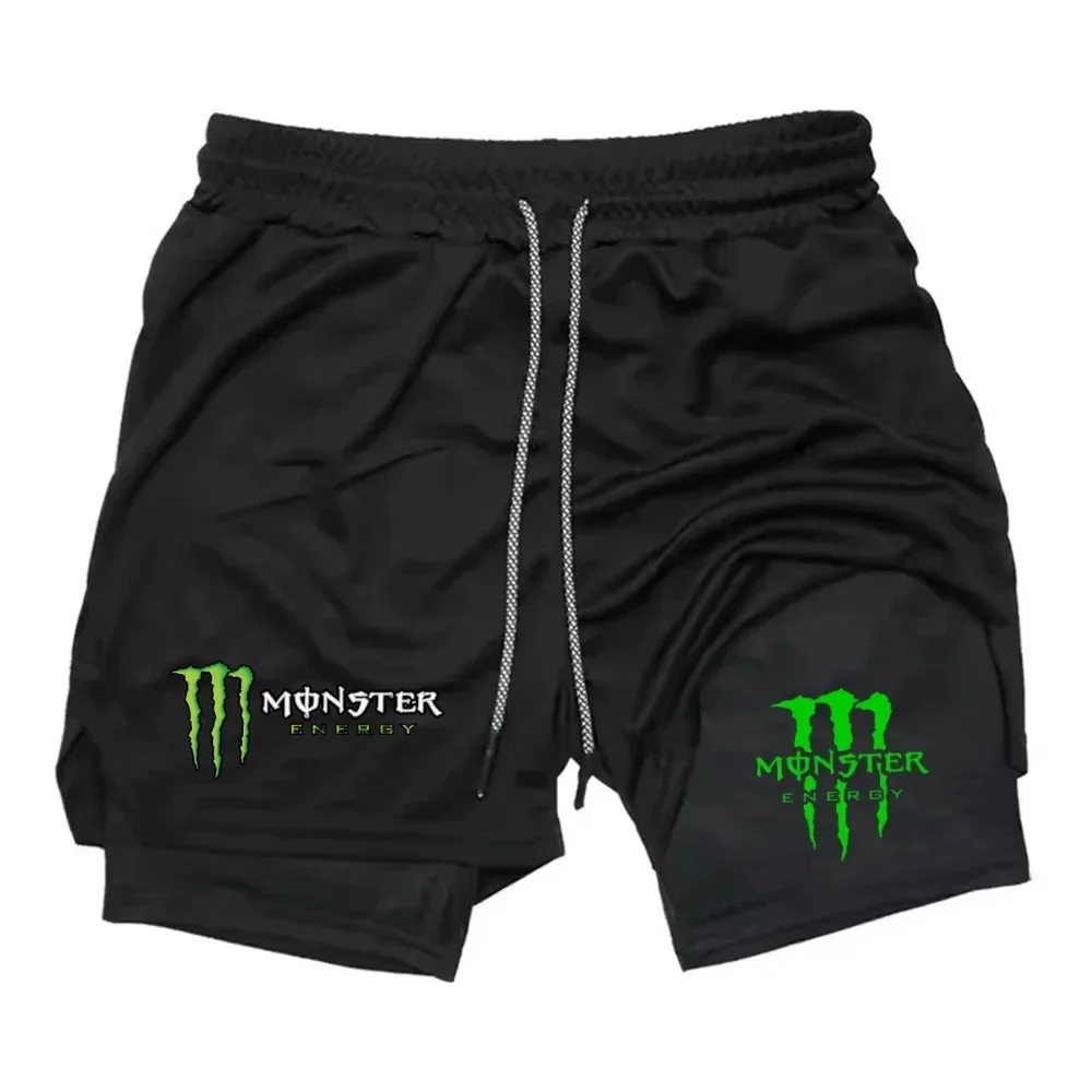 Pantalons Courts de Sport Monster Energy 2026, Respirants, Décontractés, à Séchage Rapide, à Double Couche, pour la Course en Été
