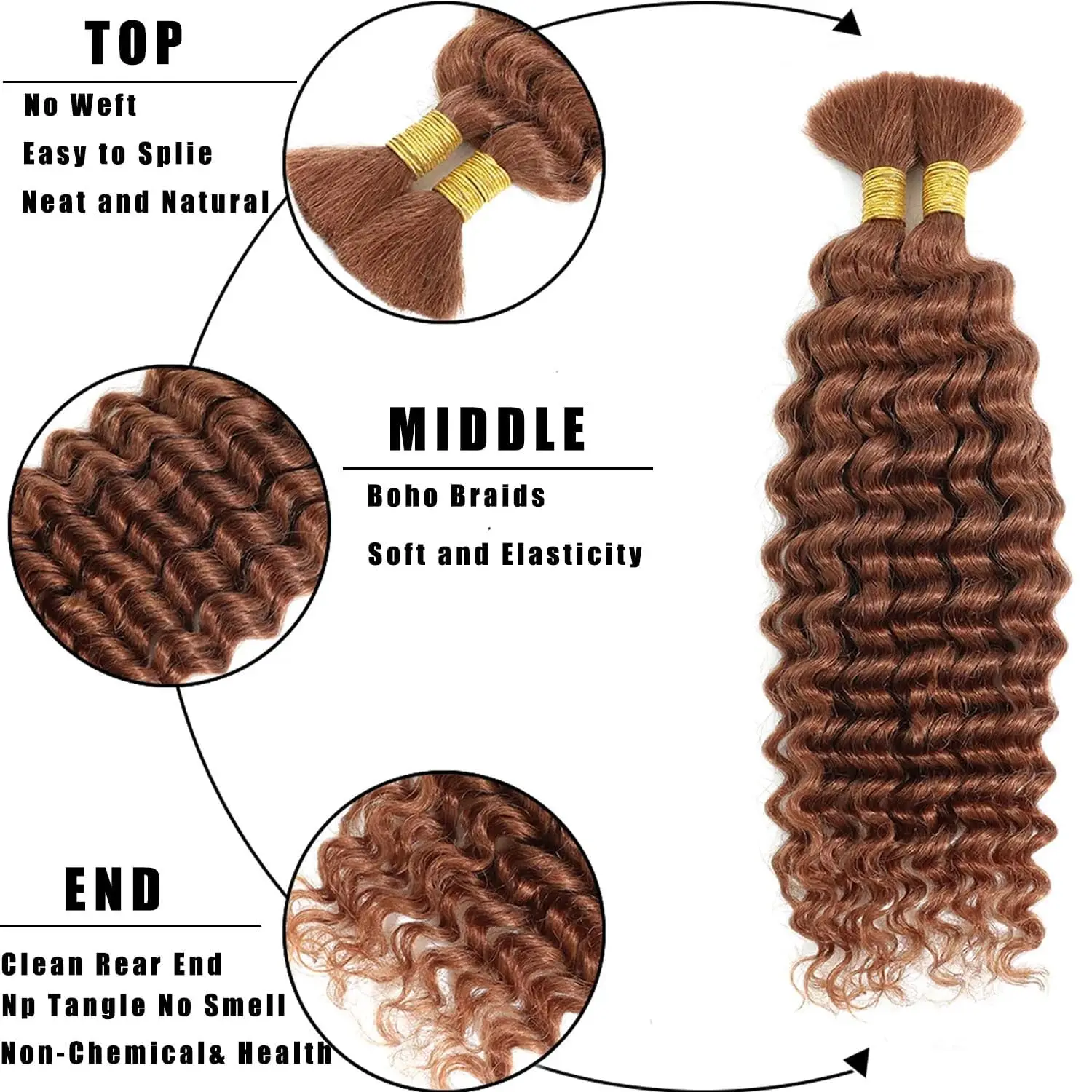 Luxury Deep Wave Braiding Hair 24in, Color #30 Brown, 1 Bundles (150g), Heat Resistant Fiber, Creates Natural Looking Volume 3