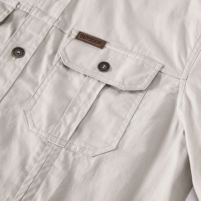 New 100% Cotton Cargo Shirt for Men Long Sleeve 2 Pocket Shirts Outdoor Casual Colthing High Quality Militar Overshirt Blouses