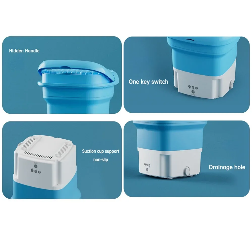 Mini Washing Machine Portable Washing Machine Underwear with Dryer Bucket Socks Clothes Washer Camping Folding Home Appliance 4