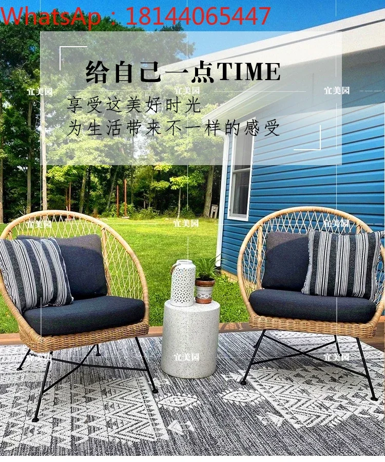 

Customized Nordic ins outdoor furniture, homestay inn balcony, single person rattan sofa, outdoor courtyard rattan chair,