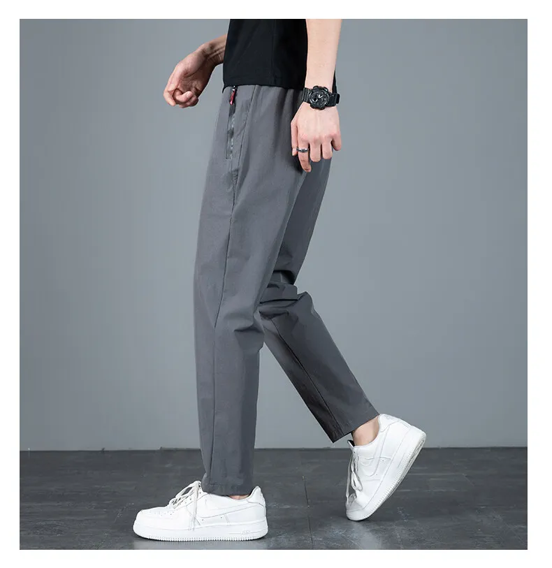 casual pants New Arrival Men's Elastic Waist Elastic Quick Drying Fabric Trousers Men Solid Harem Pant Ankle Length Thin Pants Male 918 casual joggers