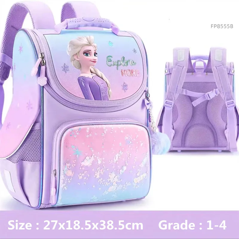 2022 Disney New Frozen School Bag For Girls Elsa Anna Primary Student Shoulder Orthopedic Backpack Large Capacity Light Mochila