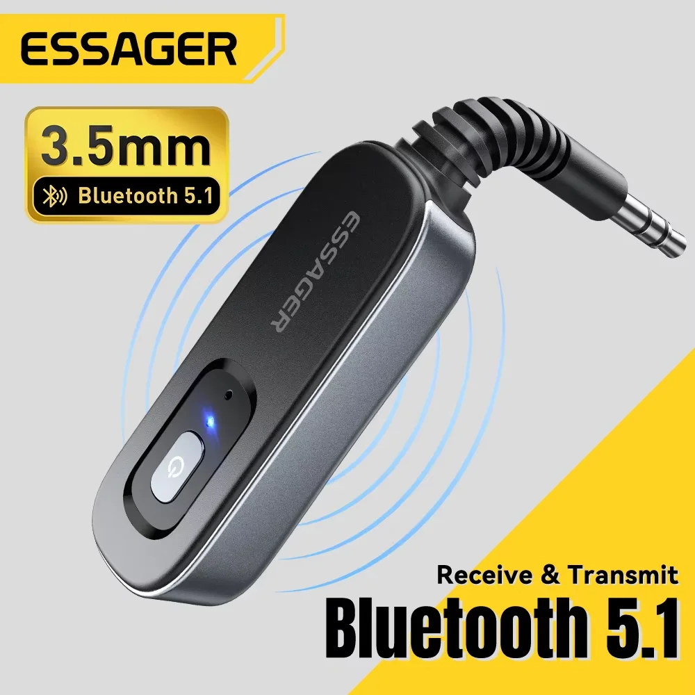 Essager Bluetooth 5.1 Audio Receiver/Transmitter – 3.5mm AUX, Wireless Adapter for PC, TV, Car, Speakers 1