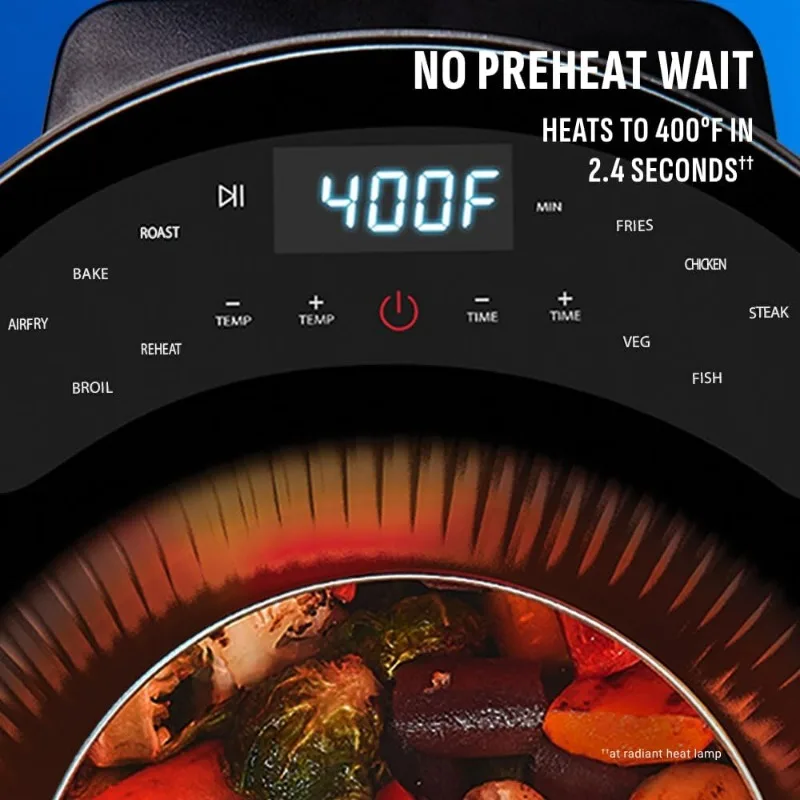 5.3 QT Radiant Light Air Fryer, Heats to 400°F in 2.4 Seconds, Auto Shut-off, 10 Quick-Touch Presets, Skylight Window 4