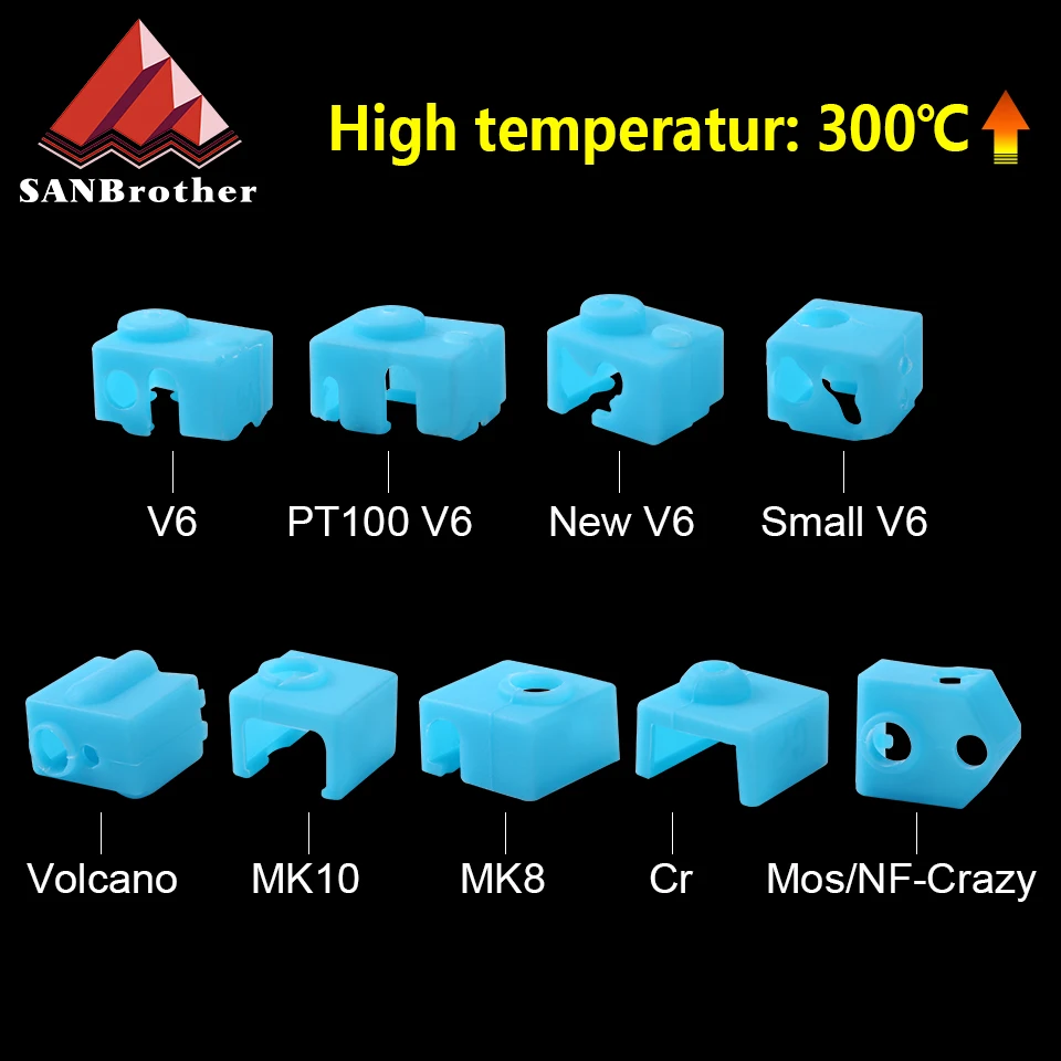 For V6/MK7 MK8 MK9/MK10/Volnaco Silicone Socks Heater Block Hotend Protector Insulation Cover For 3D Printer Hot End Heat Block