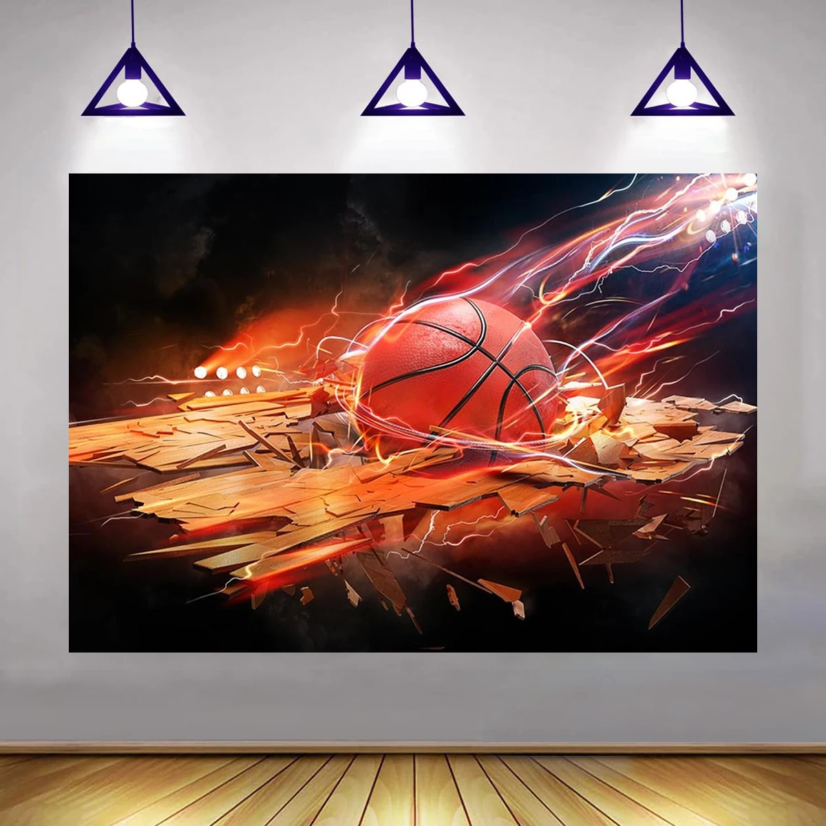 9 X6Ft Tessuto Stadio Di Pallacanestro Tema Gota Fotografia Sfondo Brillante Spotlight Legend Sports Club Wall Banner