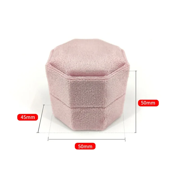 Octagon Velvet Jewelry Box Muti Color Three Slots Double Ring Storage Case Wedding Ring Display for Woman Gift Earrings Package kraft paper boxes
