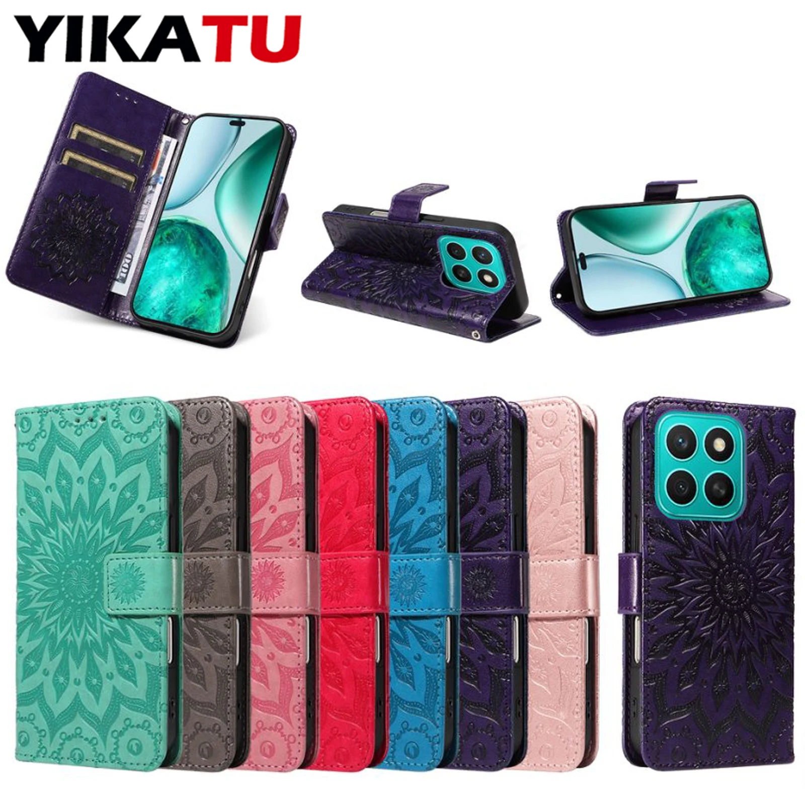 Sunflower Magnetic Wallet Leather Phone Case