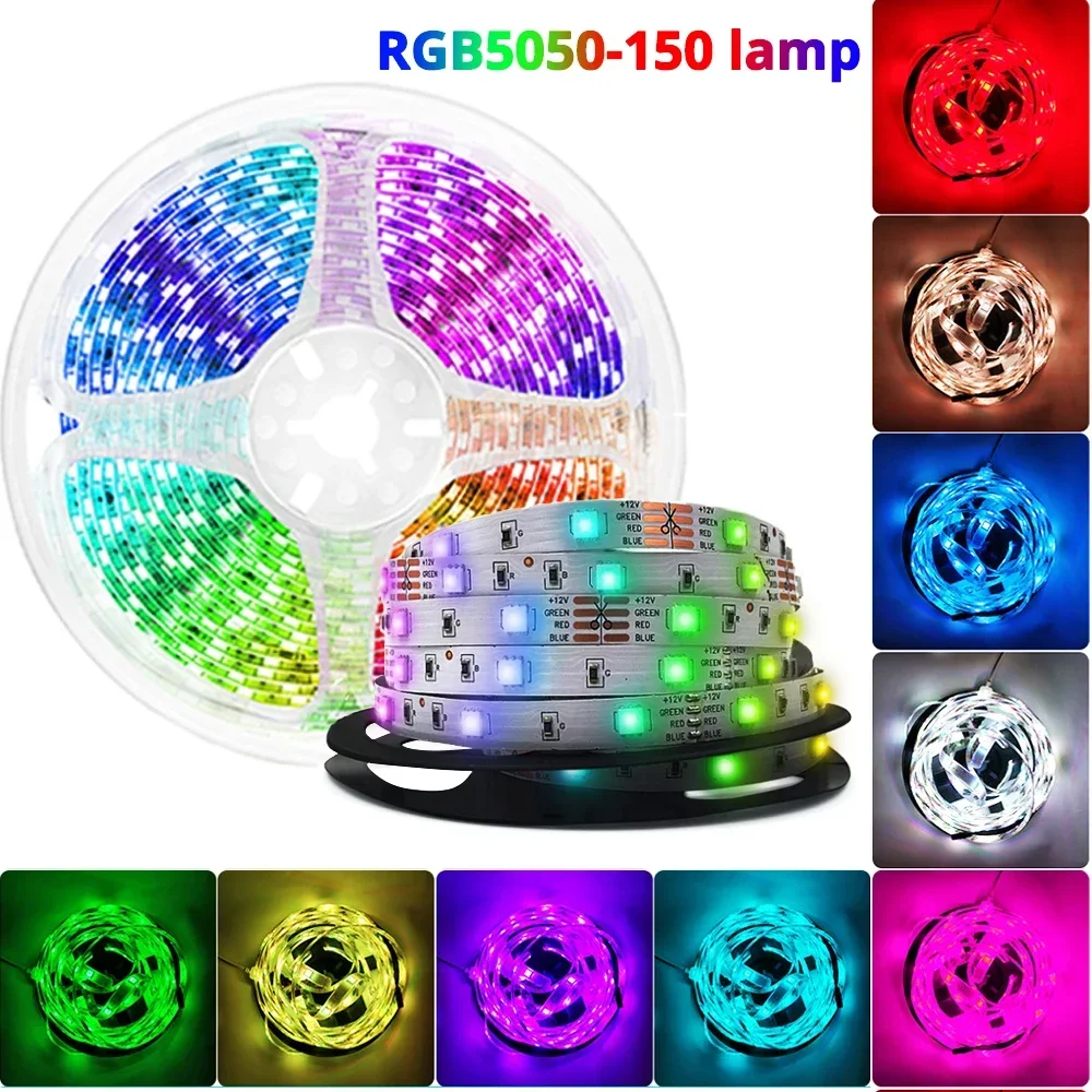 

1Pcs 5M LED Light Strip RGB SMD 5050 Non-Waterproof DC 12V Flexible Lamp Tape Diode for Bedroom TV Background Lighting Led Neon