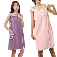 Women's Towel Bath/Shower Gown Wearable Shower Large Size Bathrobe For Bathroom Soft Microfiber Ultra-Absorbency Bath Accessorie 1