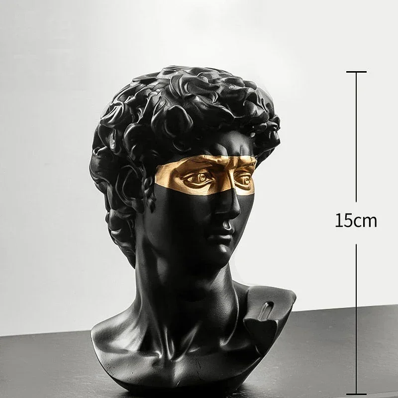 

Nordic Golden Blindfolded Black White David Head Resin Accessories Home Livingroom Figurines Decor Bookcase Cabinet Sculpture