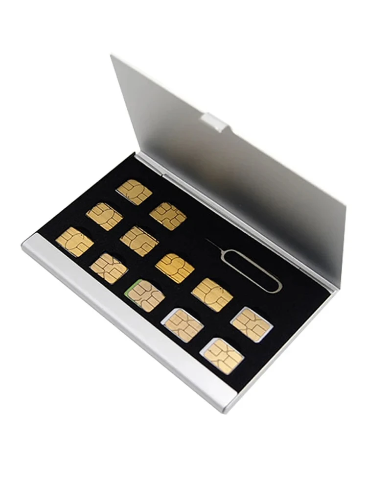 Aluminum Storage Box for Nano SIM Card And pin iphone card holder,digital accessories storage bag
