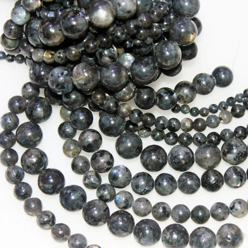 1 Strand 35cm Natural Labradorite Stone Round 4mm 6mm 8mm 10mm 12mm Beads For Jewelry Making DIY Bracelet Findings