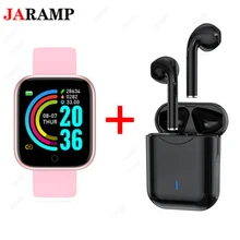 

2Pcs D20 i7s Smart Watch Men Women Bluetooth Earphone Watch Sport FitnessTracker Pedometer Y68 Smartwatch Watch for Android Ios