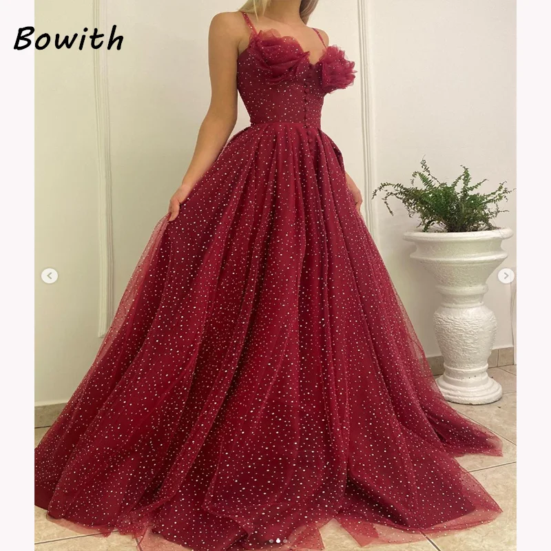 

Bowith Evening Dress Prom Elegant Gift For Women Luxury Red Flower Dresses Wedding Party Formal Occasion Gala Gown vestidos