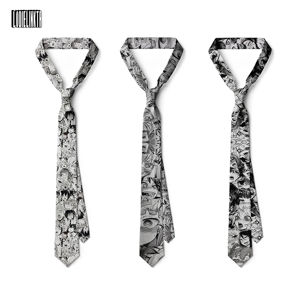 

3D Printing Fashion Anime Tie Cute Cartoon Japanese Two-Dimensional Girl Accessories Party Wedding Necktie Women Birthday Gift