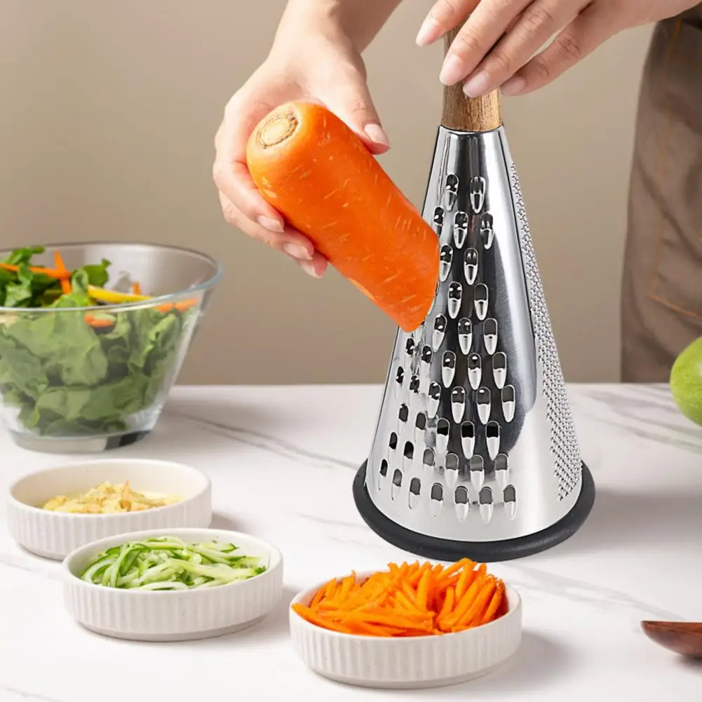 20-30cm Stainless Steel Cone Cheese Grater With Wood Handle 3 Sided Vegetable Shredder For Grating Kitchen Shredder For Parmesan