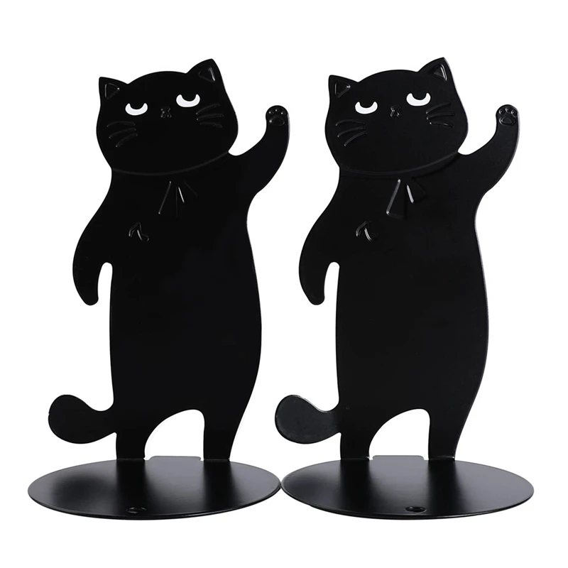 고양이 북엔드 검은 고양이 장식, 고양이 애호가 선물용, 선반용 애니메이션 북엔드, 사용하기 쉬운 동물 북엔드