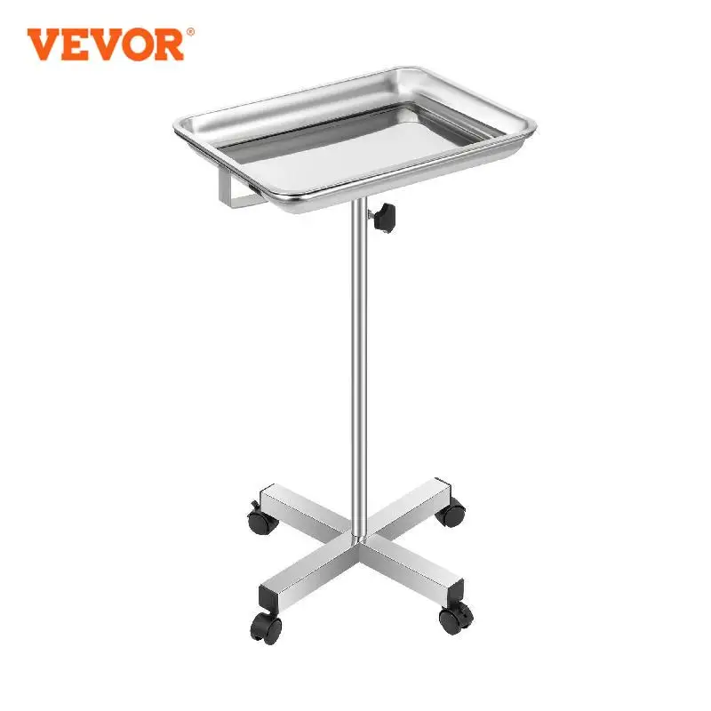 Vevor 32-51 Inch Mayo Stand Mayo Lade Met Verstelbare Hoogte Omnidirectionele Wielen Voor Thuis Apparatuur Persoonlijke Verzorging Laboratorium