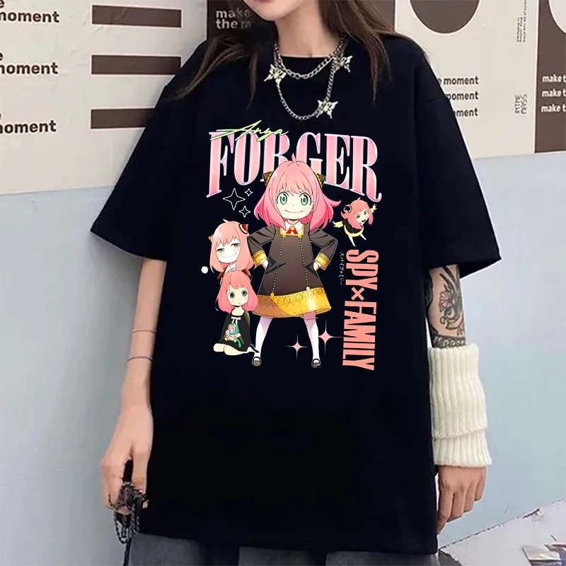 

New Anime Anya Forger T-Shirt Women Fashion Harajuku T Shirt Summer Cool Short Sleeve Hip Hop Top Tee