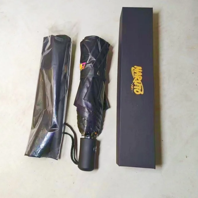 ナルト暁折りたたみ傘アニメ自動開閉新しい自動十骨傘黒接着剤日焼け