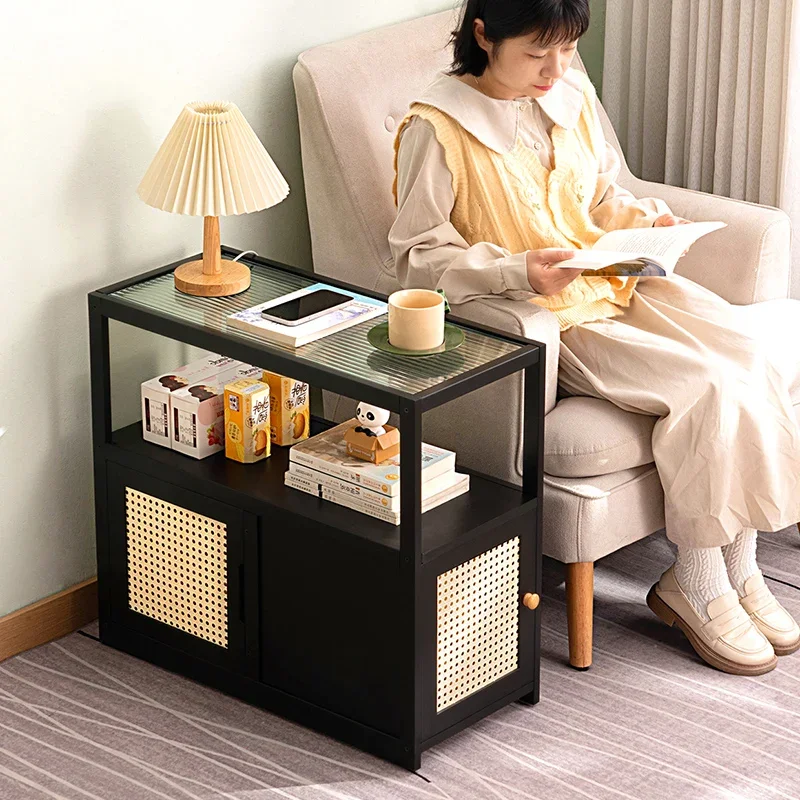 Movable Side Table Mini Coffee Table Sofa Side Cabinet Nightstand Square End Storage Rack Corner Stand Compact Tea Station