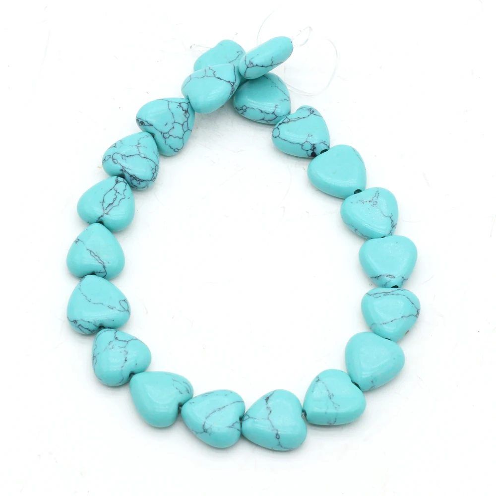 

Blue Turquoise Loose Spacer Beads Heart Natural Gemstone Beads for Jewelry Making Supplies DIY Men Necklace Bracelet Accessories