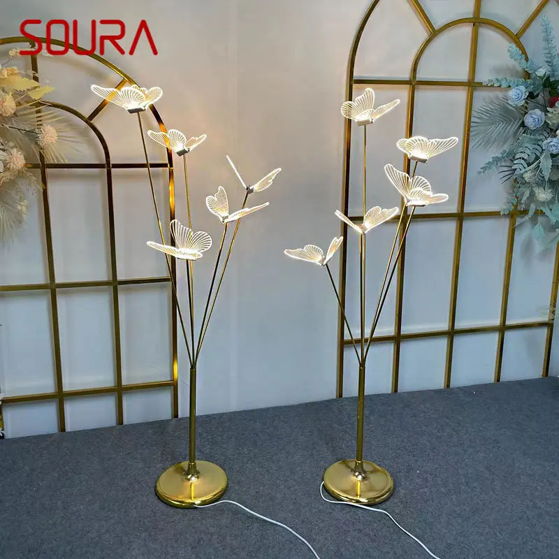 

SOURA Modern Landscape Atmosphere Floor Lamp LED Creative Butterfly Standing Lights for Wedding Party Stage Background Decor