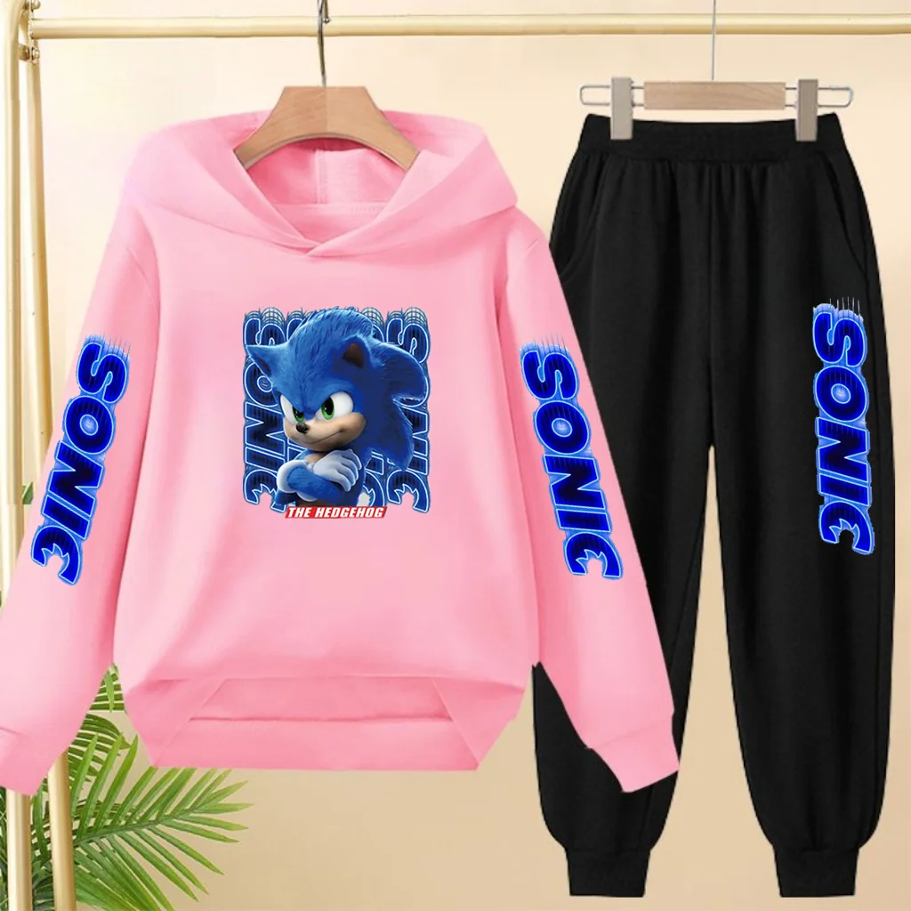 Cozy Blue Kitten Print Winter Sweatshirt and Jogger Set